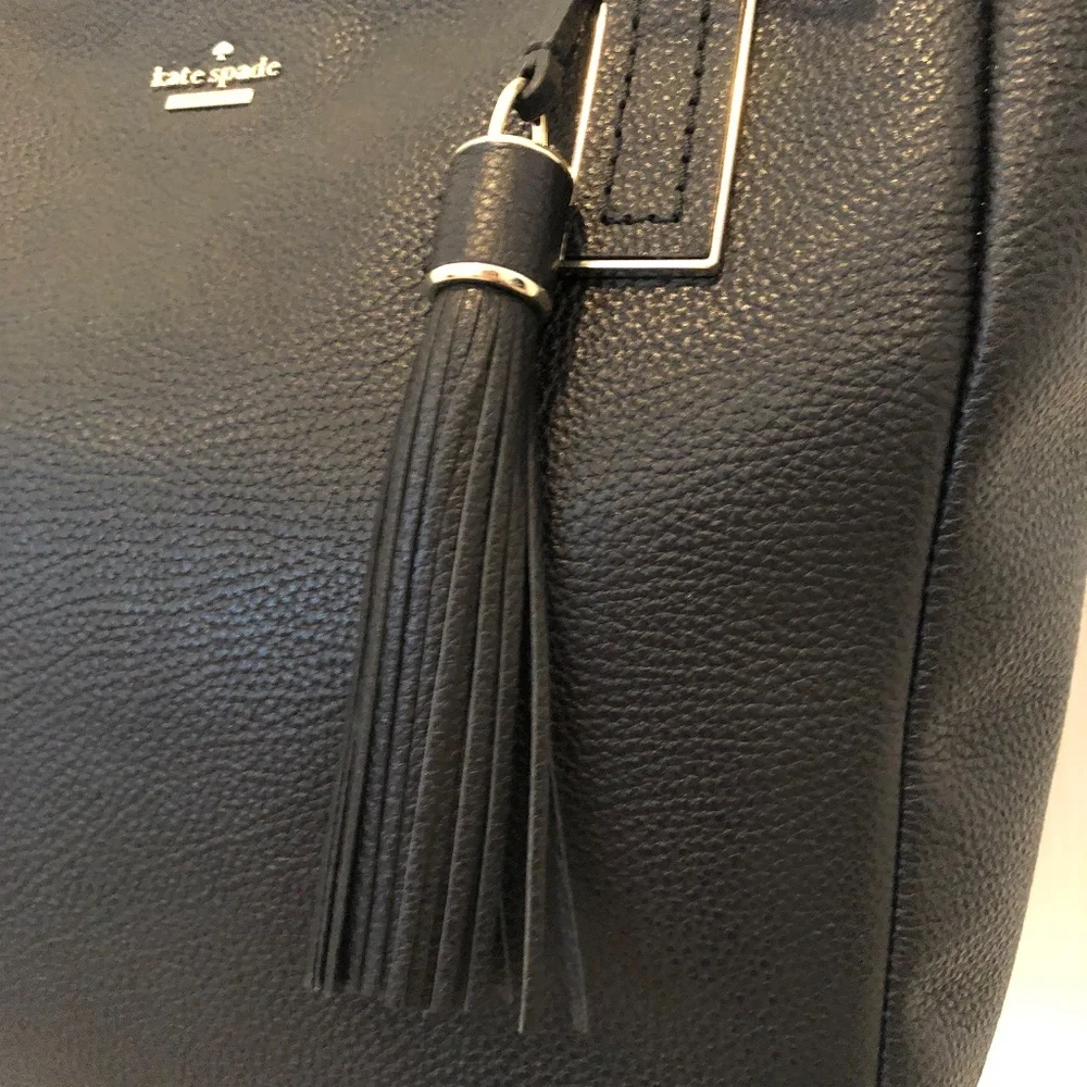 Kate Spade Vivian Tote Black Pebbled Leather Shoulder Bag Gold Chain NWT